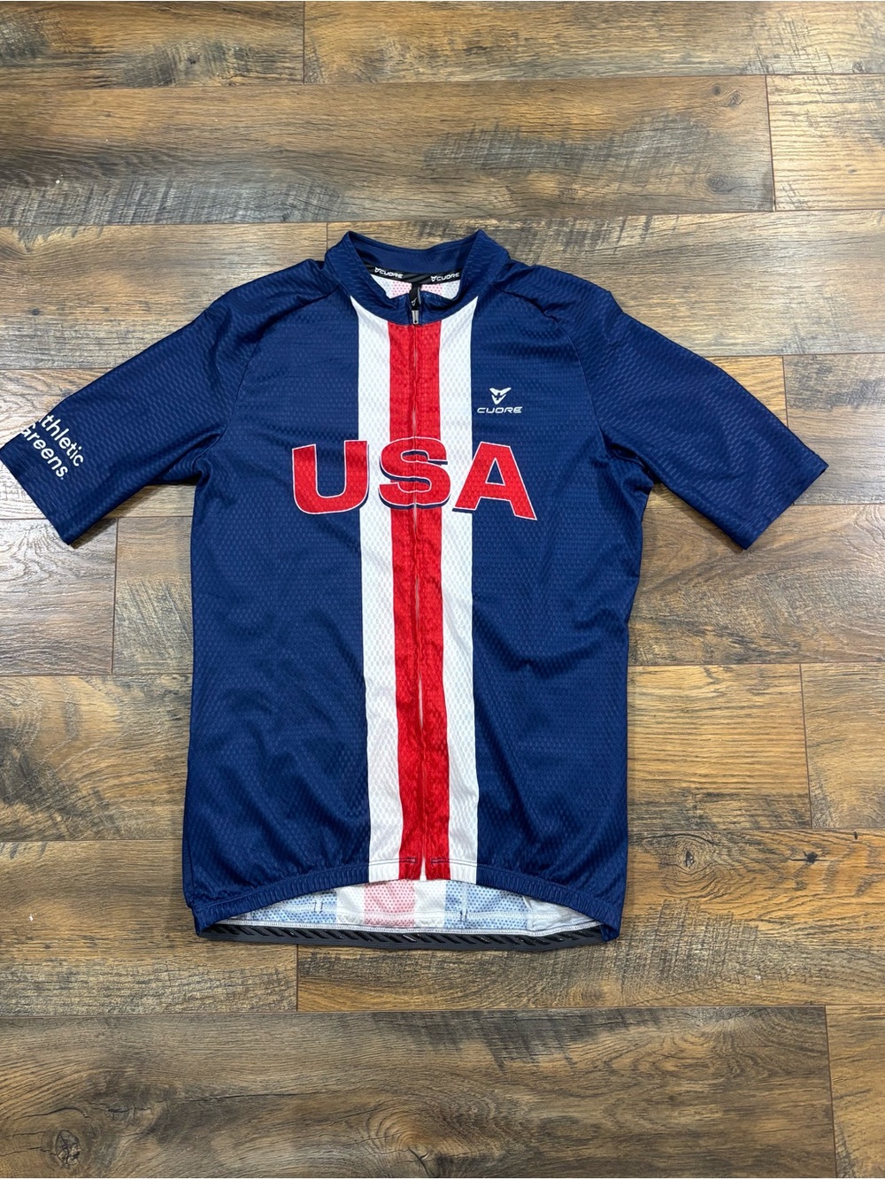 USA Men's Navy Cycling Jersey with Red & White Center Stripe